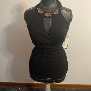 Rampage Black Embellished halter top, size Medium